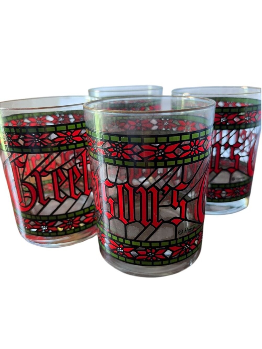 Vintage Mcm barware Holiday Whiskey Glasses Drinking Glass Houze 1950's - Picture 2 of 14